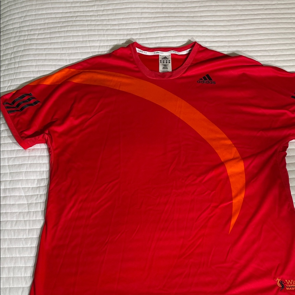Adidas Men's Dynamic Red and Orange Tee